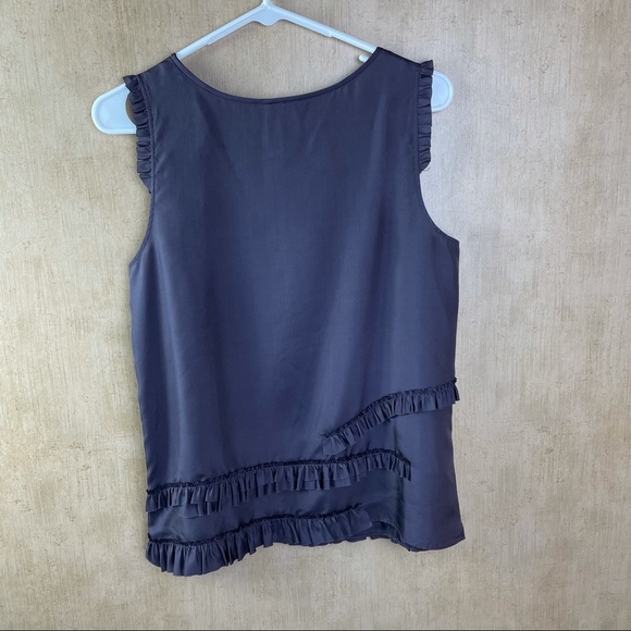 J. Crew Sleeveless Purple 100% Silk Top with Ruffles         Size 6 - Picture 9 of 9